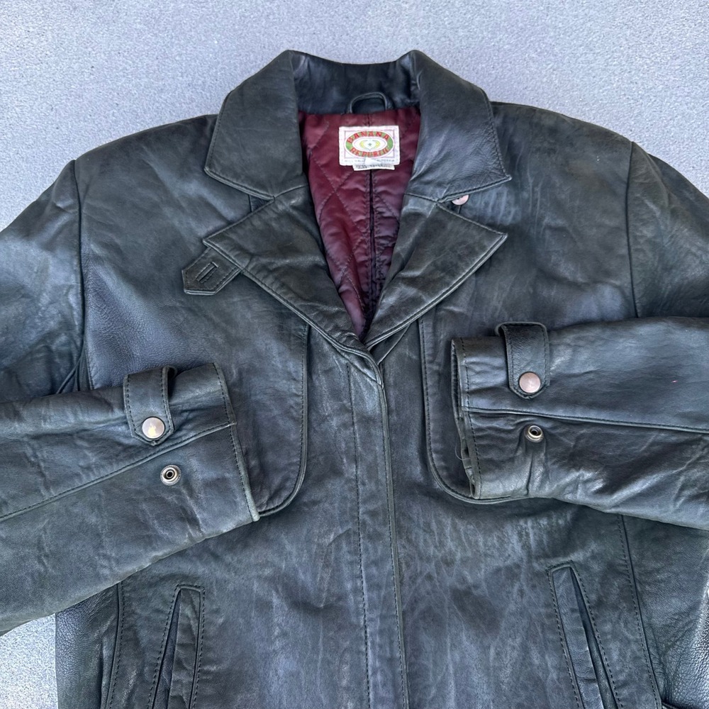 Banana Republic Vintage 80's Leather Jacket Green Safari Women 6